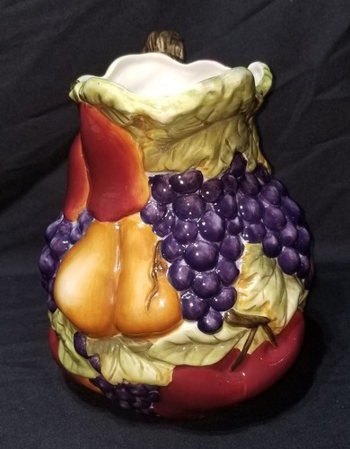 Sonoma Villa Home Interiors Large Pitcher Hand Painted Fruits & Vine Handle EC - Picture 3 of 16