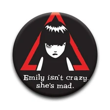 1.25" Pinback Button Emily The Strange - Mad (Pins Approx. 32mm)