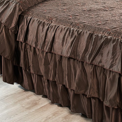 Lux 4Piece Matte Satin Bedding Set Reversible Ruffle Quilted Coverlet Queen/King - Picture 24 of 44