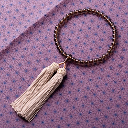 Prayer beads for women, Kyoto prayer beads, brown crystal, 7mm, co-made - Picture 2 of 9