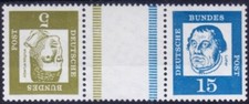 Germany 1961 MNH Reverse Gutter Pair, Martin Luther & Saint Albertus Magnus