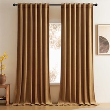Gold Brown Velvet Curtains 84 Inches 2 Panels Light Blocking Curtains For Bedroo