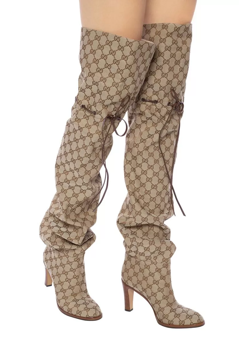 GUCCI GG Canvas Over The Knee Thigh High Boot NEW eBay
