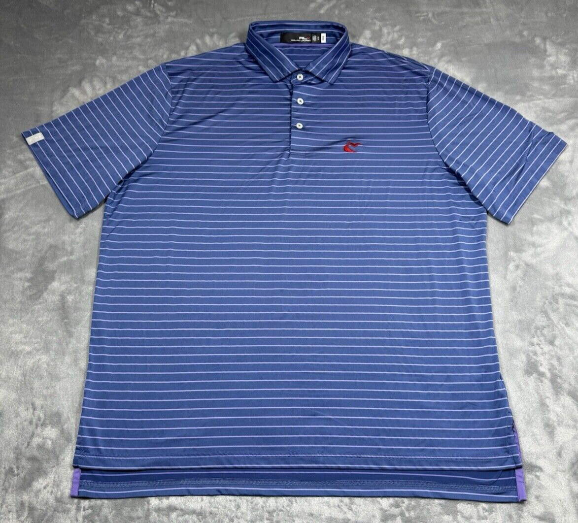 RLX Ralph Lauren Polo Shirt Men's XL Golf Blue Purple Striped Logo