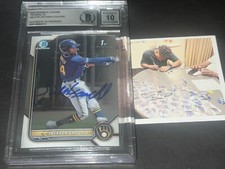 Jackson Chourio Brewers Signed 2022 1st BOWMAN Chrome BGS BAS Beckett Auto 10 .*