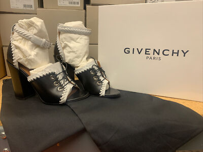 Givenchy Heels Black White Eyelets Tie Up Women's Pumps Sizes 37.5, 38, 38.5, 39