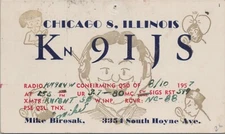 vintage amateur ham radio QSL postcard K9IJS Mike Birosak 1957 Chicago Illinois