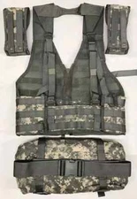 4 pc US Army Military MOLLE FLC Vest ACU w/ 2 Mag Pouches & Waist Butt Pack MINT