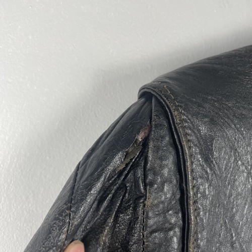 VTG 60's-70's Sears Roebuck Leather Motorcycle Jacket Black Faded Size 42L Biker - Picture 8 of 9