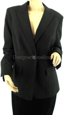 Neu Ellen Tracy Designer Dunkelgrau ein Knopf Wolle Jacke Blazer US 10-12