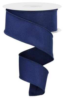 Solid Diagonal Weave Wired Edge Ribbon 10 Yards 1.5 Inch Navy Blue