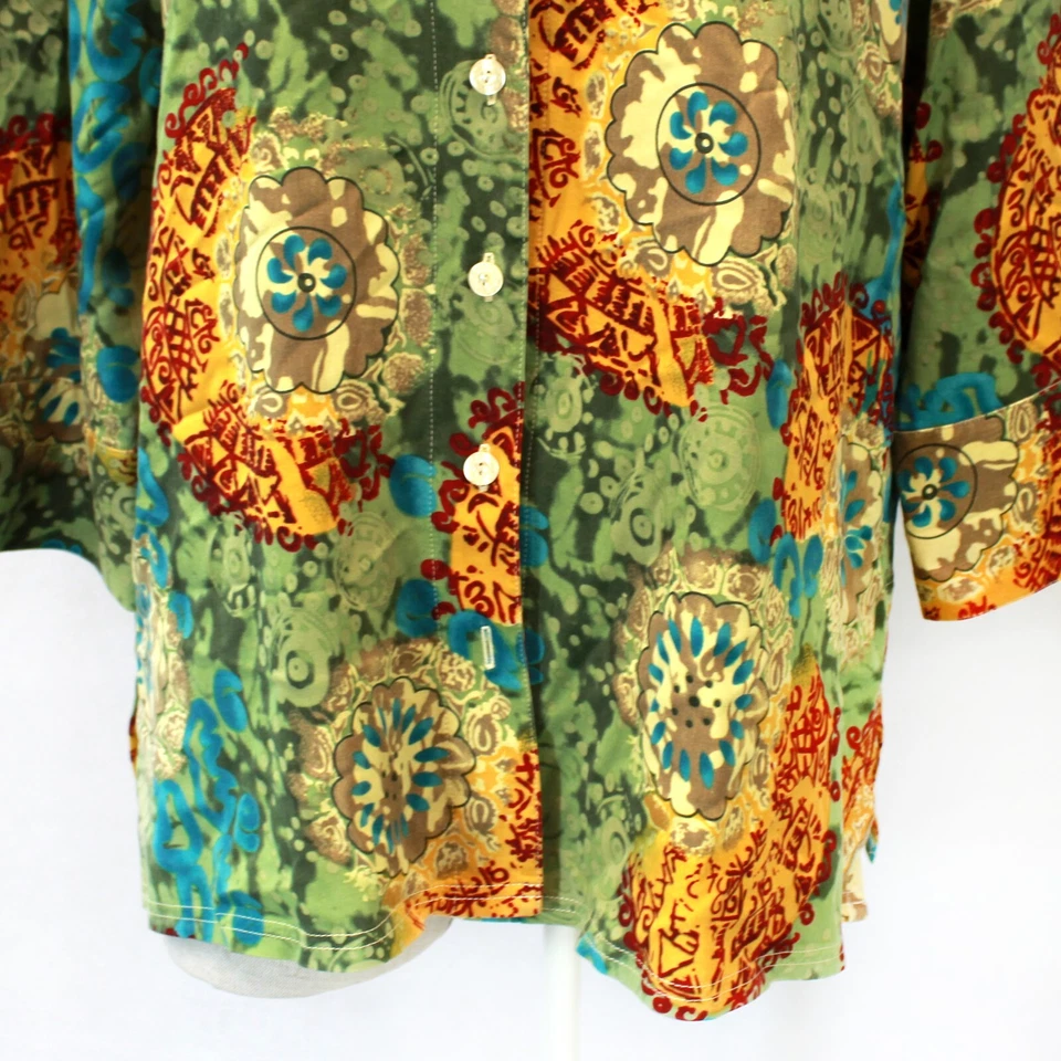 Blusa Camisa Top Tianello Plus Arte para Usar Estampado Asiático Mezcla Tencel 2X Hecha en EE. UU. Foto 4 de 4