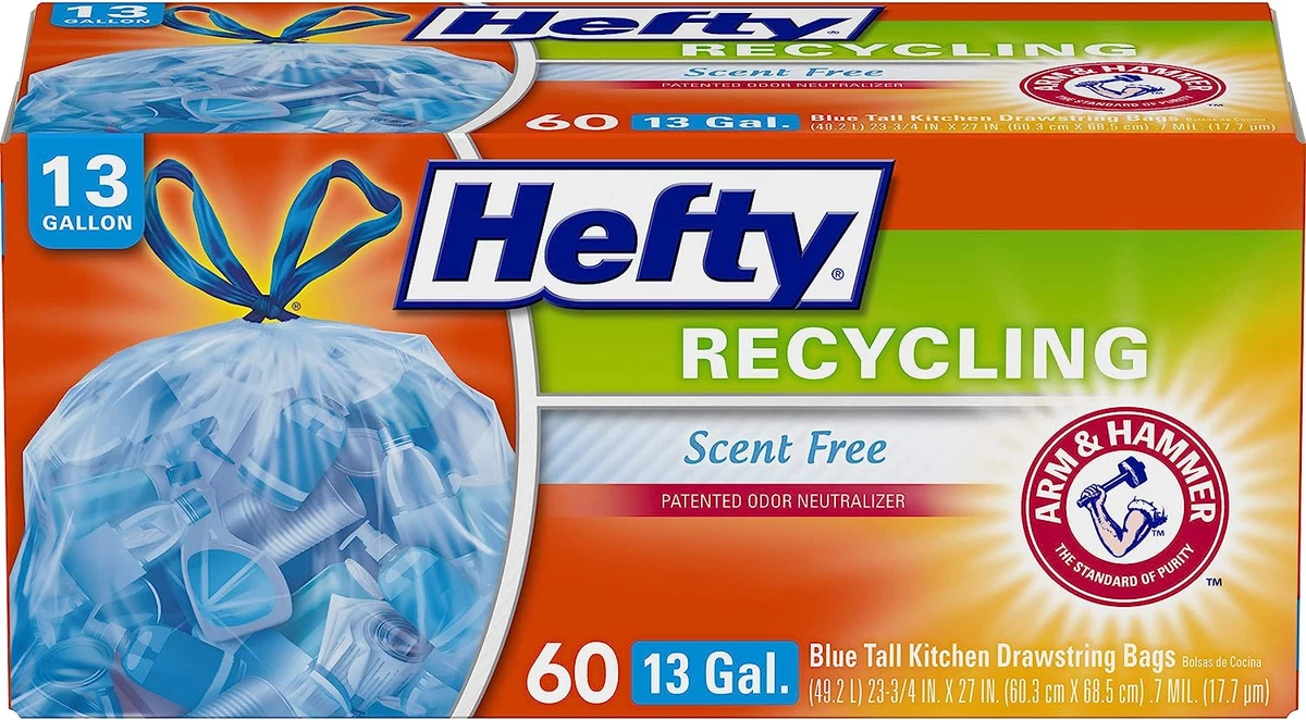 Hefty Recycling Trash Bags, Clear, 13 Gallon, 60 Count 