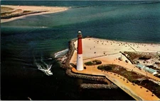 Postcard Ocean County New Jersey NJ. Barnegat Lighthouse Aerial View