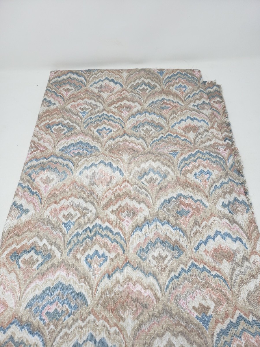 Feather Fan Chintz Sheen Woven Vintage Fabric Material 4+ Yards 