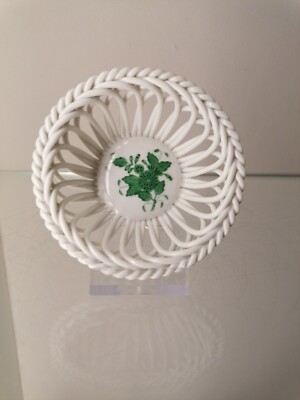 Herend Schale Korb Flechtkorb  Apponyi Vert grün, 1. Wahl DM ca. 9cm