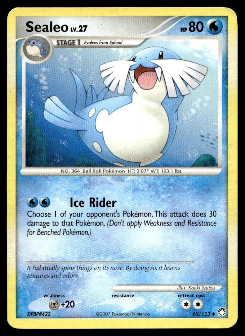 Sealeo 62/123 Pokemon Card Mysterious Treasures Uncommon 80 HP LP BN