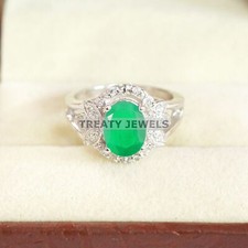 Emerald Oval Cut Gemstone With 925 Sterling Silver Ring For Men's B13