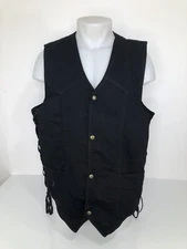 MILWAUKEE PERFORMANCE Motorcycle  XL Laced Sides CONCEAL CARRY Denim Biker Vest