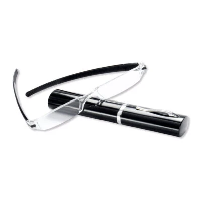 VICTORIA ETUIS Randlose Kunststofflesehilfe DANIEL inklusive schwarzem Metalletui - Lesebrille