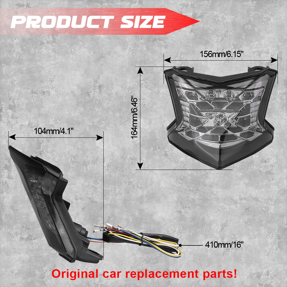 LED Tail Light Integrated Turn Signal For 2017-2024 Kawasaki Ninja 650 Z650 Z900 - Image 2 of 4