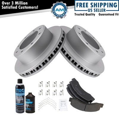 Front Premium Semi Metallic Brake Pad & Coated Rotor Kit w/Chemicals