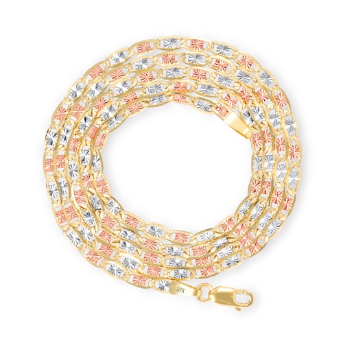 10K Solid Tri Yellow Rose White Gold 2.5mm Valentino Chain Womens Necklace 20" - 第 7/11 張圖片