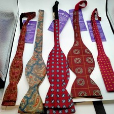 Vintage Bundle of  Men's Silk Bow Ties Set Multicoloured Geometric Patterns