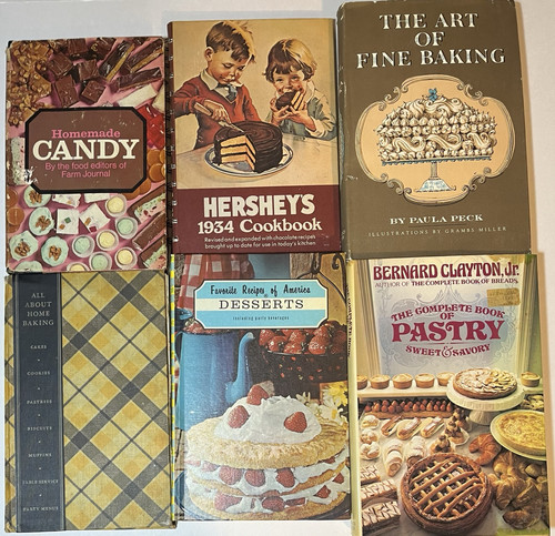 Lot 6 Vintage Desert Cookbooks All About The Art of Fine Baking Paula Hersheys + - Picture 1 of 24