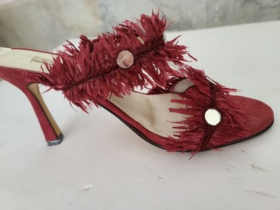 Pura Lopez Finged Burgundy Heels