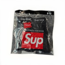 Supreme X Hanes Crew Socks - Black, 4 Socks, ...