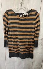 Loft Women's Size S Gray & Tan 3/4 Sleeve Top