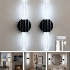 2x Battery Operated Dimmable LED Wall Lights Rechargeable Wireless Wall Sconces