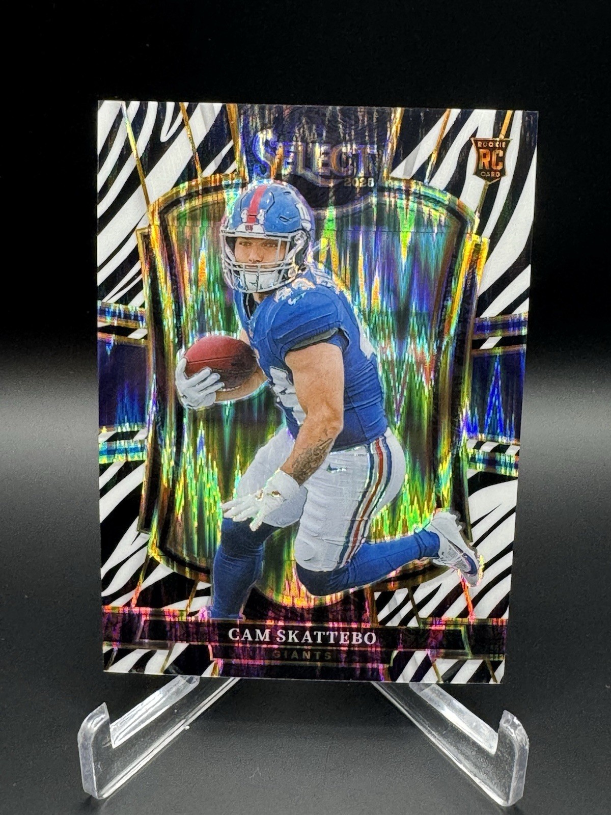 2025 Panini Select Cam Skattebo RC ZEBRA PRIZM Premier Level NY Giants #195 SSP