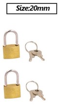 2 Keyed Alike 20 mm Mini Brass Padlock Short Shackle Compact Travel Bag Security