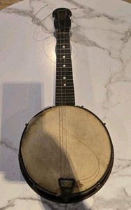 J & AM London Antique Banjolele Banjo Ukele Brass/Wood Read Description