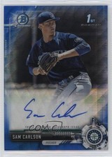 2017 Bowman Draft Chrome Pick Blue Wave Refractor 64/150 Sam Carlson Auto 0p10