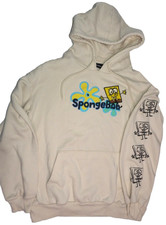 SpongeBob SquarePants Hoodie Large Relaxed Fit Cream Nickelodeon Pullover