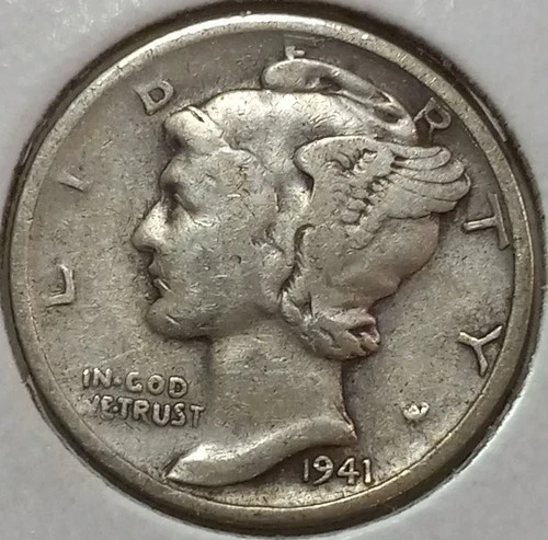 1941-S MERCURY 90% SILVER DIME (Fine Details)