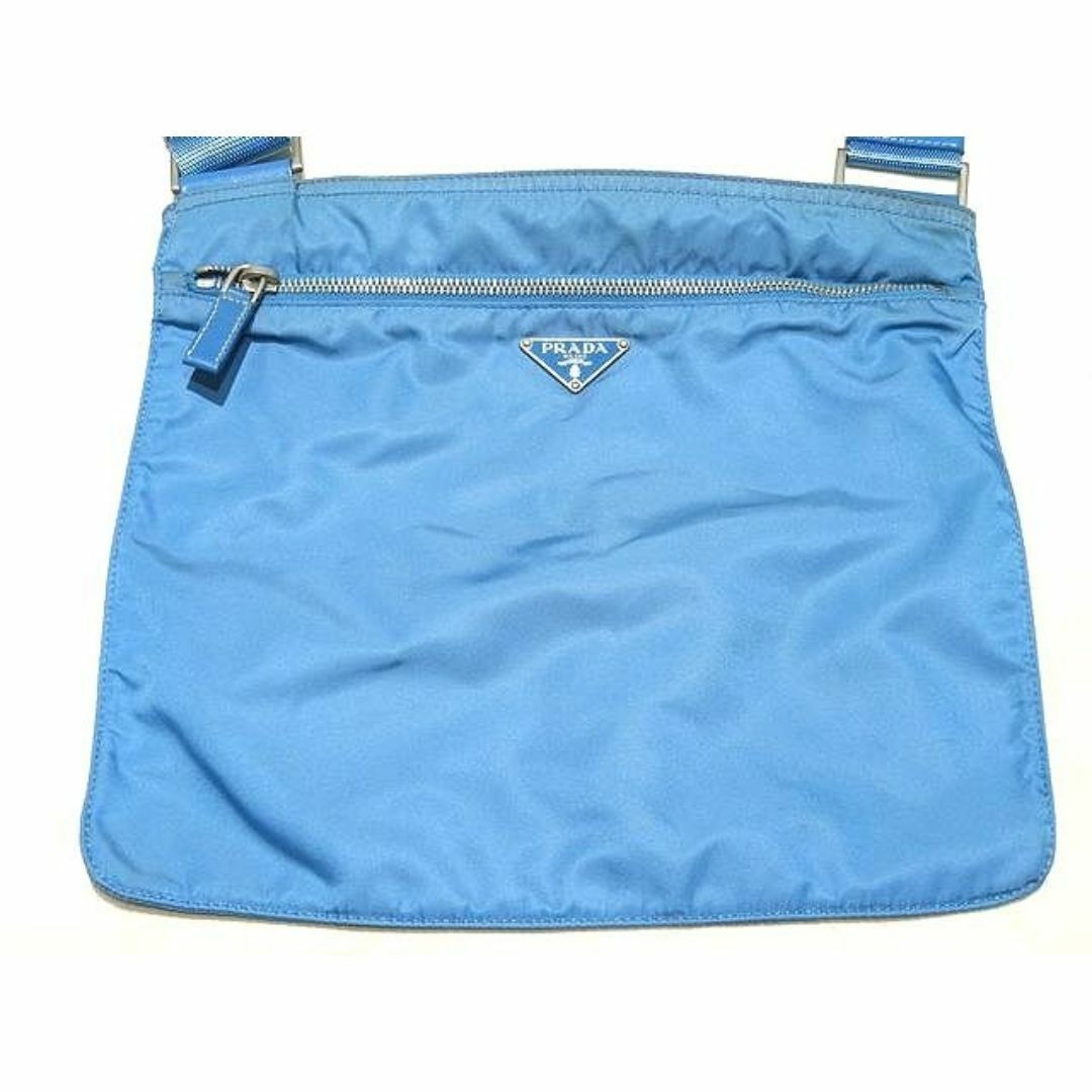 RARE Prada Nylon Shoulder Bag Sky Blue Triangle Logo Crossbody No Gusset