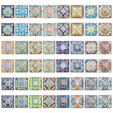 1 Inch Square Mosaic Cabochons 48pcs Glass Cabochon Tiles Mosaic Printed Glas...