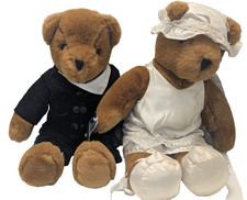 1983 Bride and Groom from Carousel by Guy 16" Plush Stuffed Bears Made In Korea