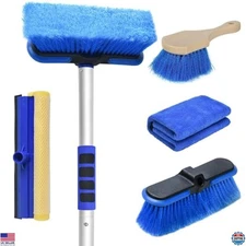 62'' Car Wash Brush with Long Handle, Soft Bristles, Mop & Squeegee Kit
