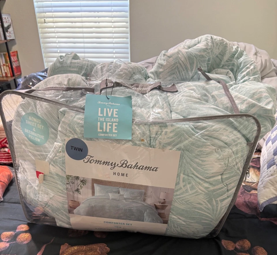 ¡Nuevo! Juego de edredón doble Tommy Bahama Home Coco Sands 6 piezas azul blanco Foto 2 de 4