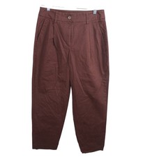 Express Womens High Rise Ankle Pleated Tapered Trousers Brown Size 4R