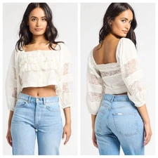 NWT MILLE Resort & Travel Corinne Top in Ivory - Size S