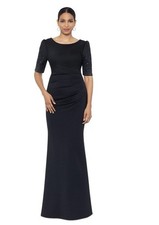 Xscape Women's Long Pleated-Waist Puffed-Shoulder Gown