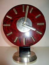 vintage MACHINE AGE Art Deco BAKELITE CATALIN Large Mantle Clock Marbled WORKING