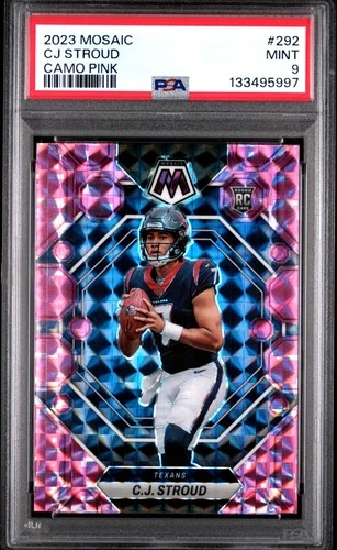 2023 PANINI MOSAIC CAMO PINK #292 CJ STROUD ROOKIE RC PSA 9