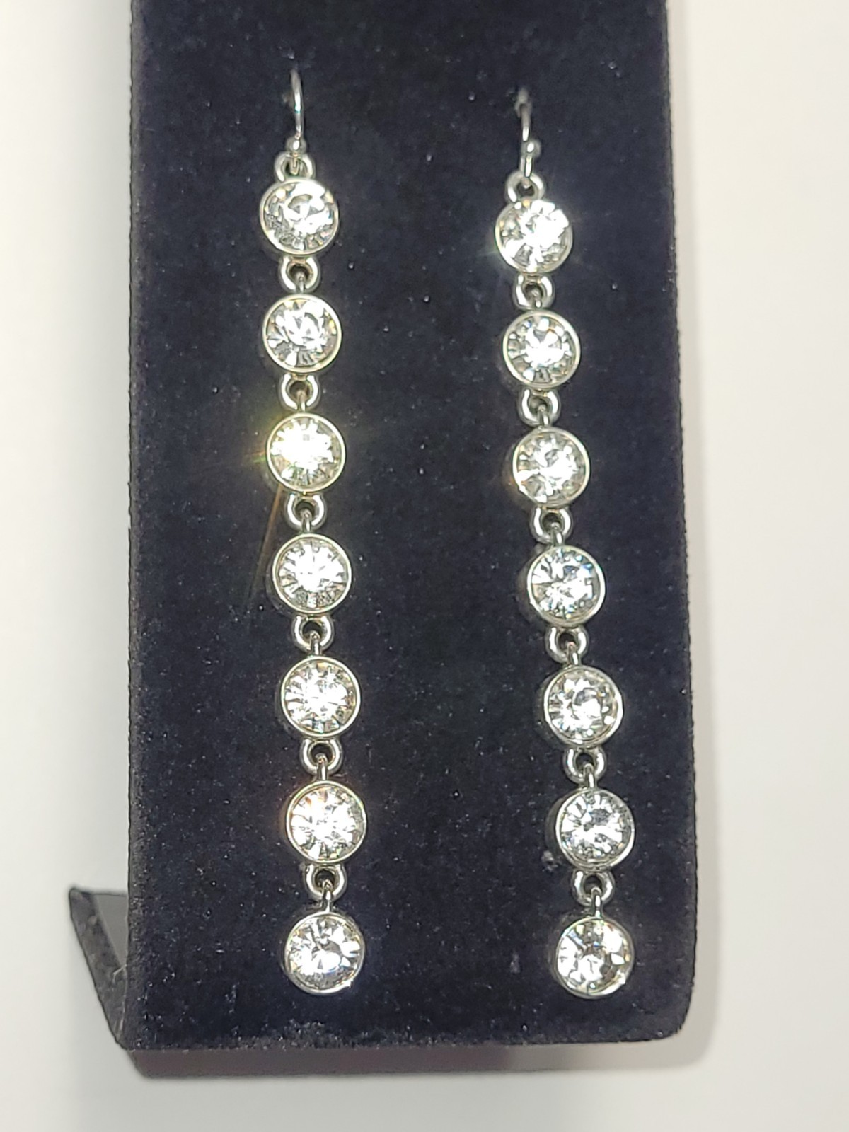 Clear Crystal Rhinestone Linear Drop Dangle Earri… - image 1